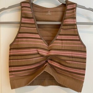 Aerie Striped Ribbed Crop Top Bralette XL